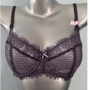 Victoria's Secret Dream Angels Unlined Uplift w/ Sling Purple Gray Lace Bra 36DD
